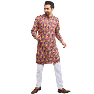 Crimson Blossom Pattern Kurta