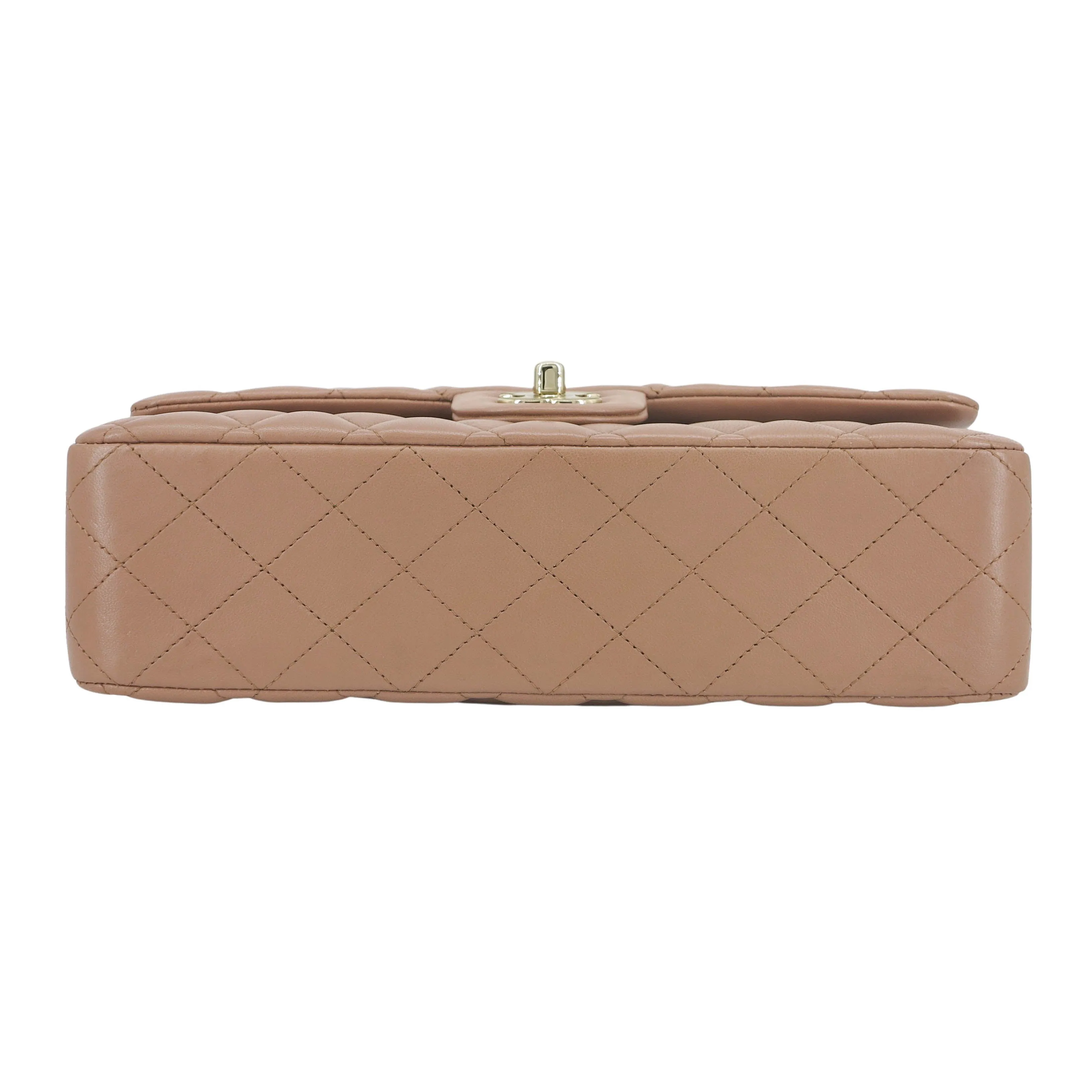 Dark Beige Lambskin Medium Classic Double Flap Bag
