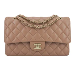 Dark Beige Lambskin Medium Classic Double Flap Bag
