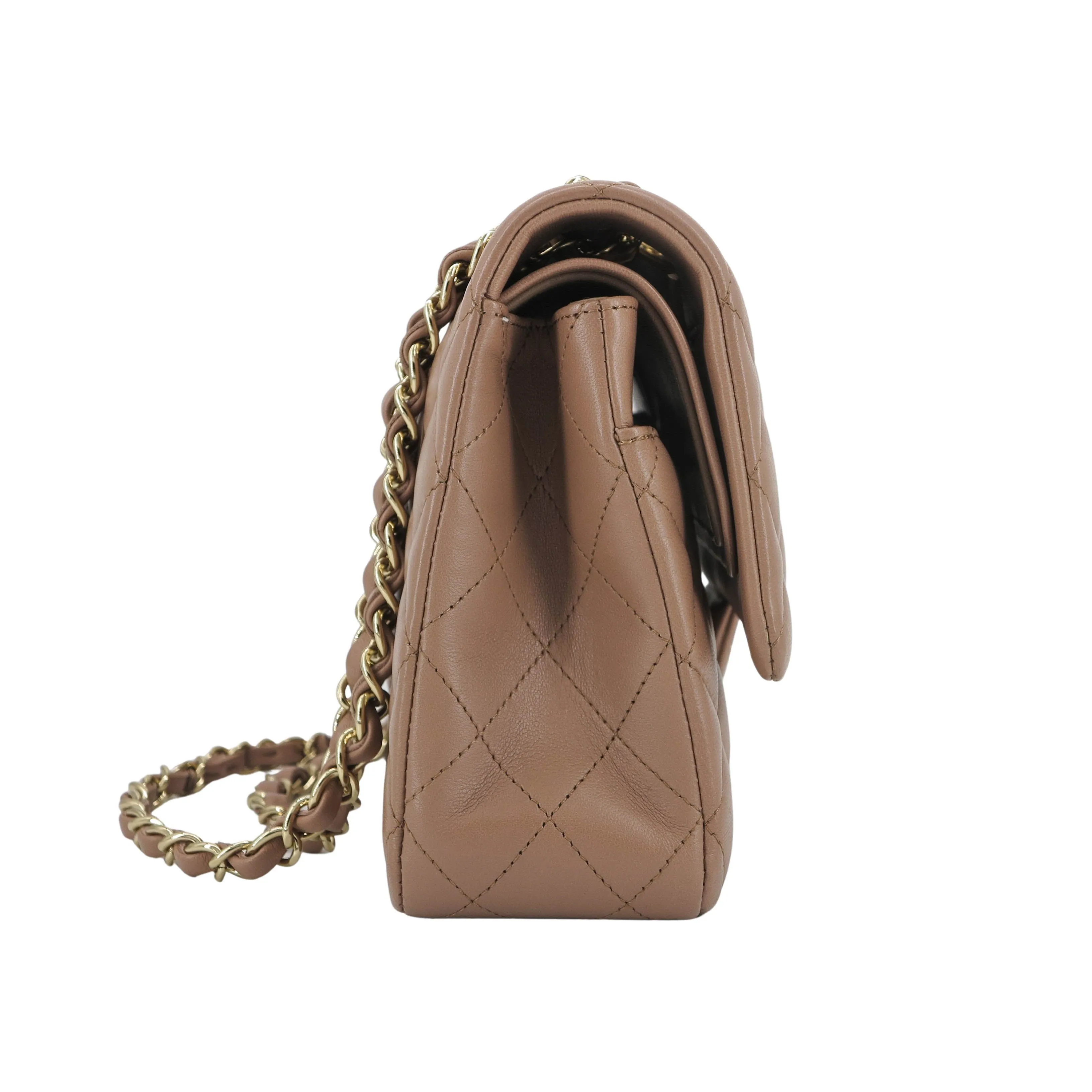 Dark Beige Lambskin Medium Classic Double Flap Bag