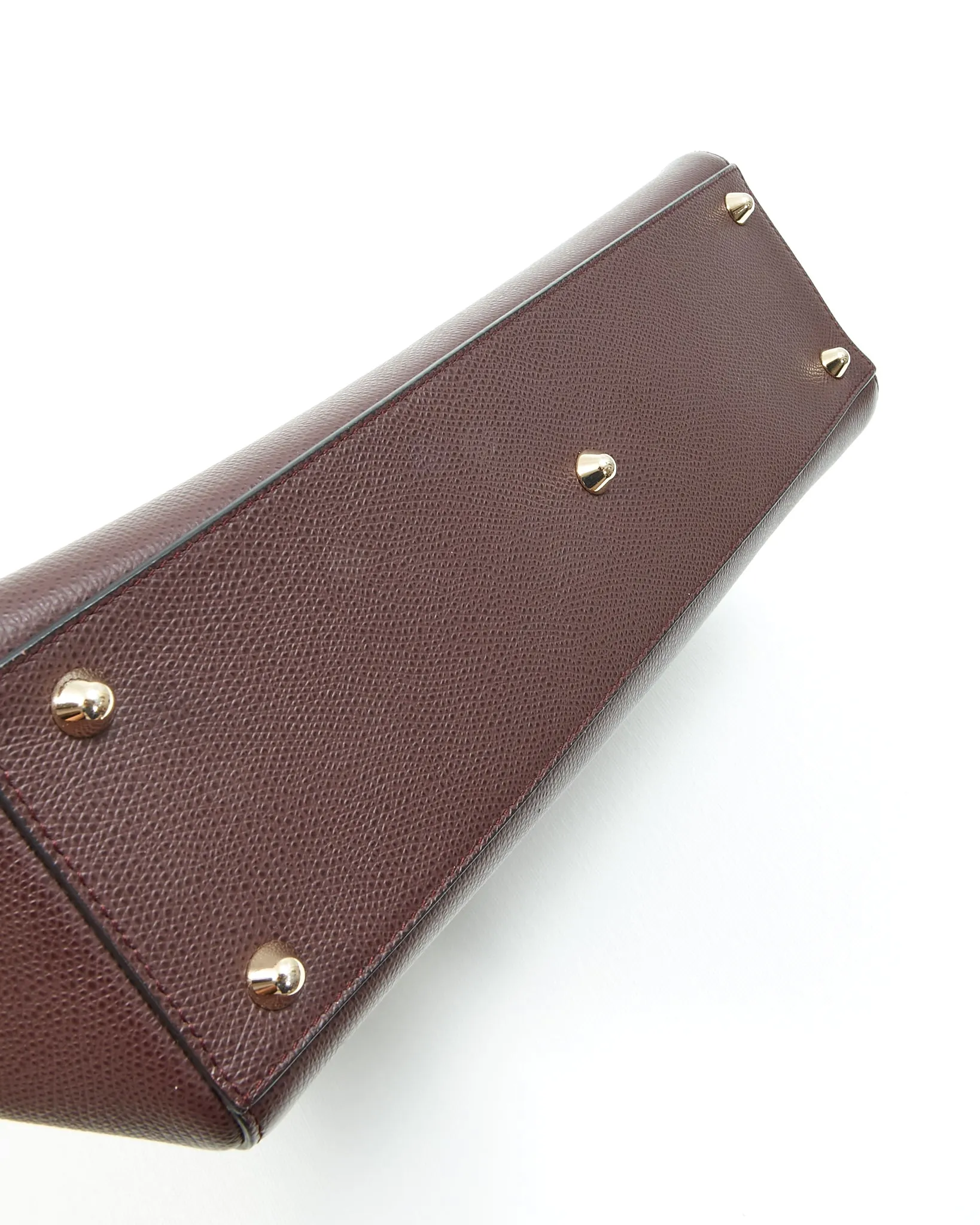 Dior Burgundy Leather Gold Tone Hardware Large Lady Dior Bag