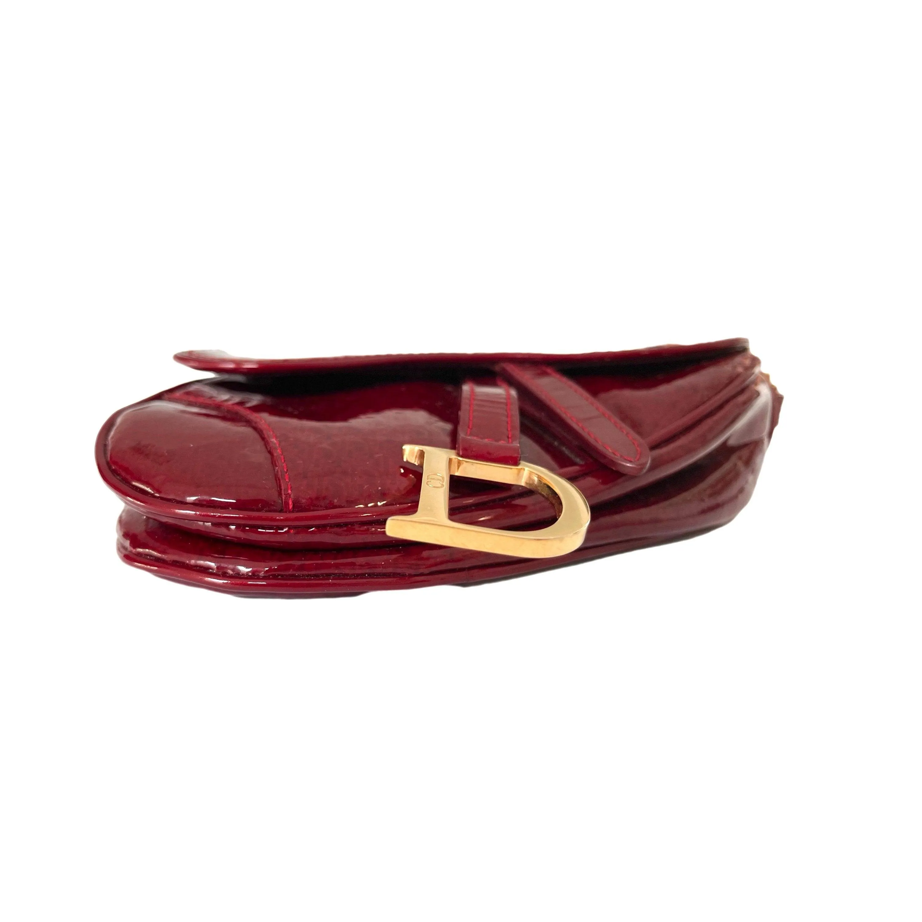 Dior Burgundy Monogram Patent Mini Saddle