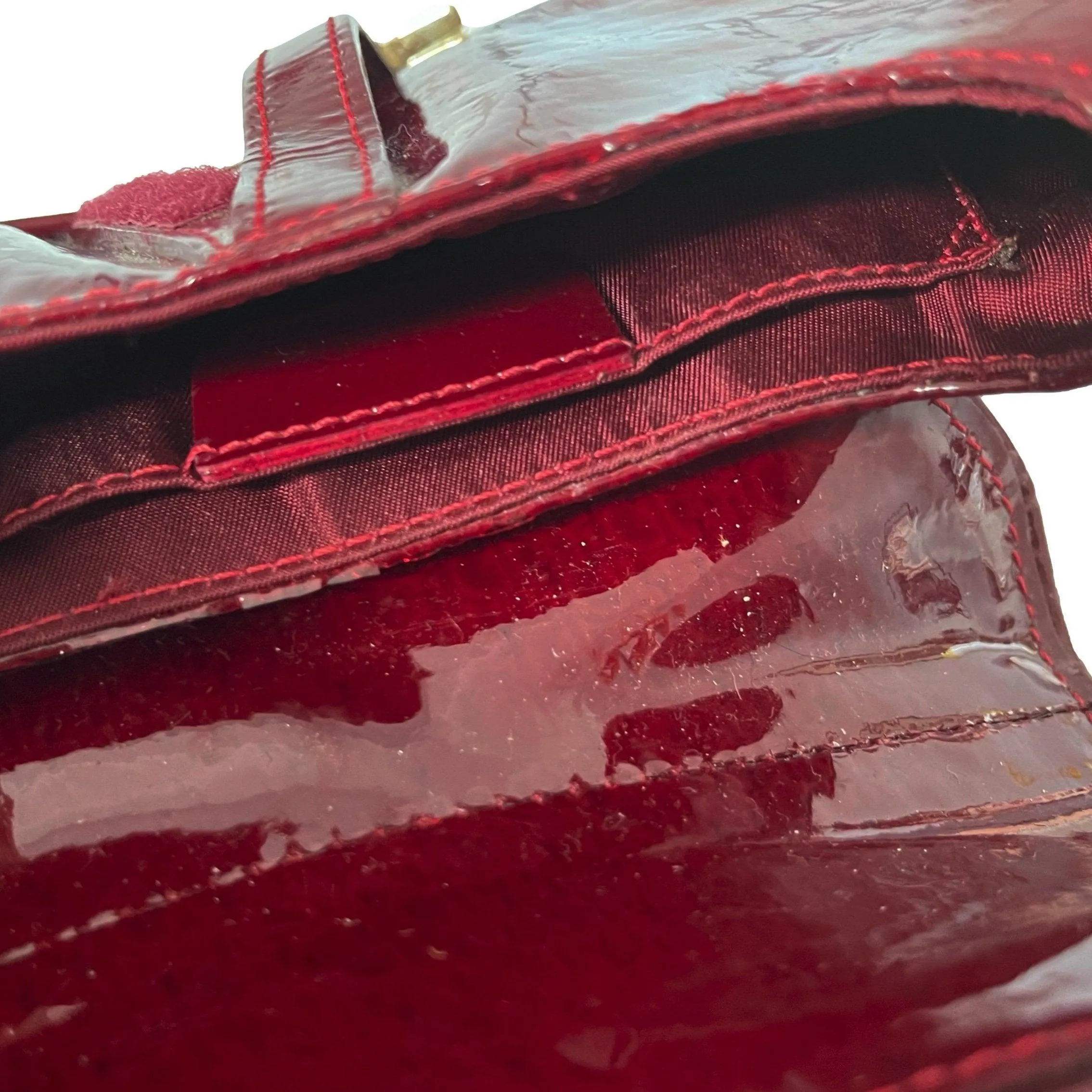Dior Burgundy Monogram Patent Mini Saddle