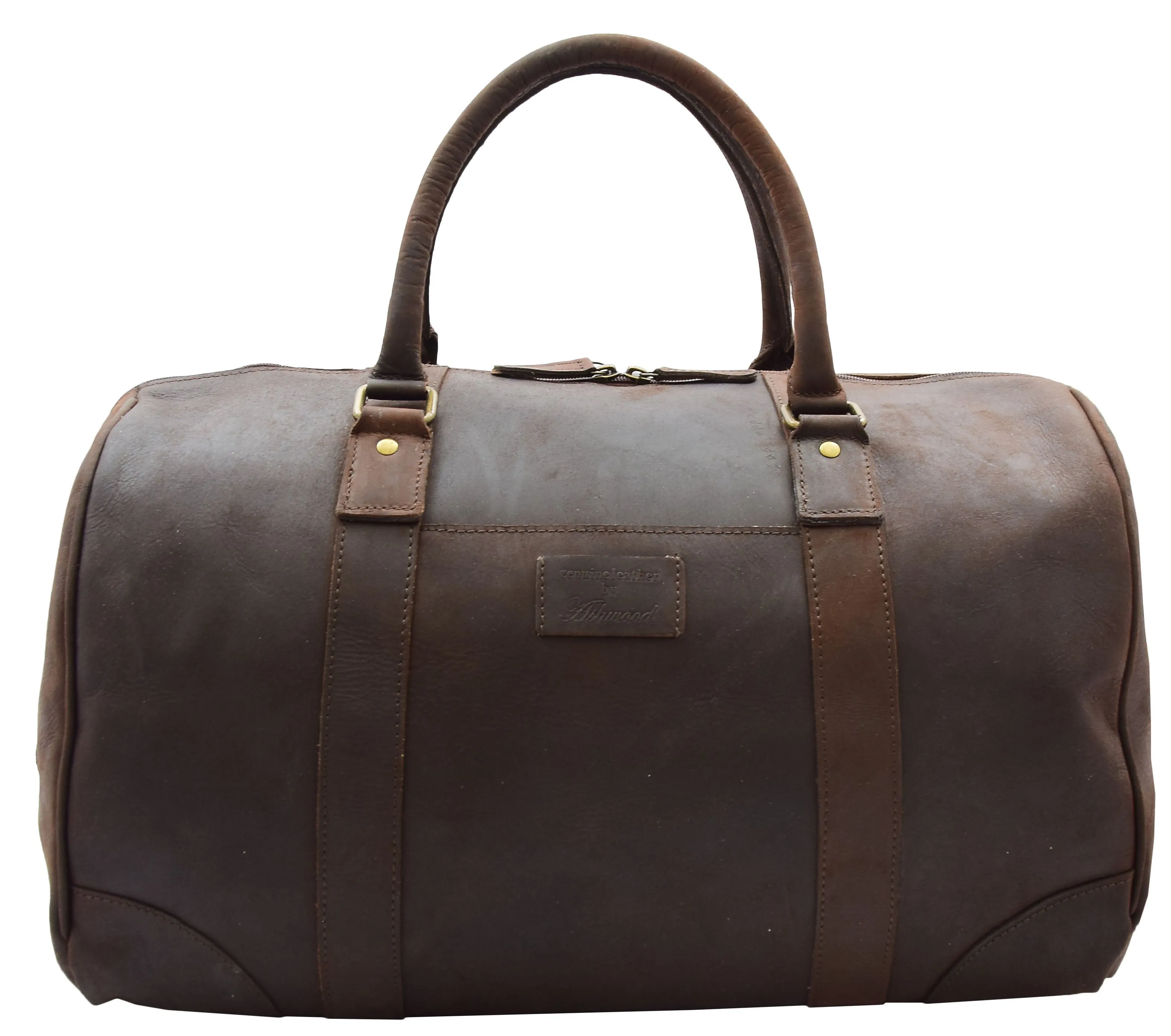 DR307 Genuine Leather Holdall Weekend Multi Use Duffle Bag Brown