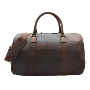 DR307 Genuine Leather Holdall Weekend Multi Use Duffle Bag Brown