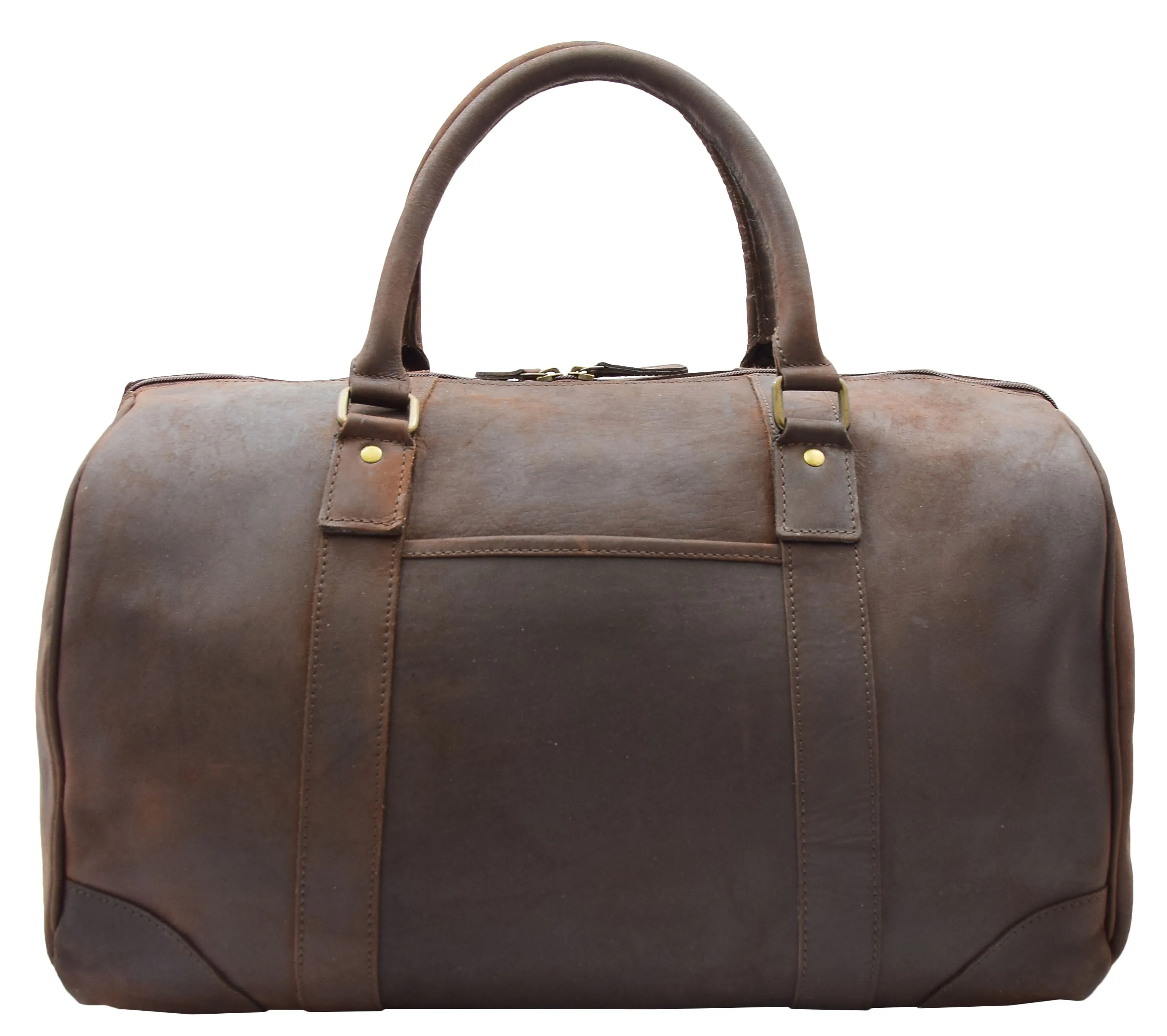 DR307 Genuine Leather Holdall Weekend Multi Use Duffle Bag Brown