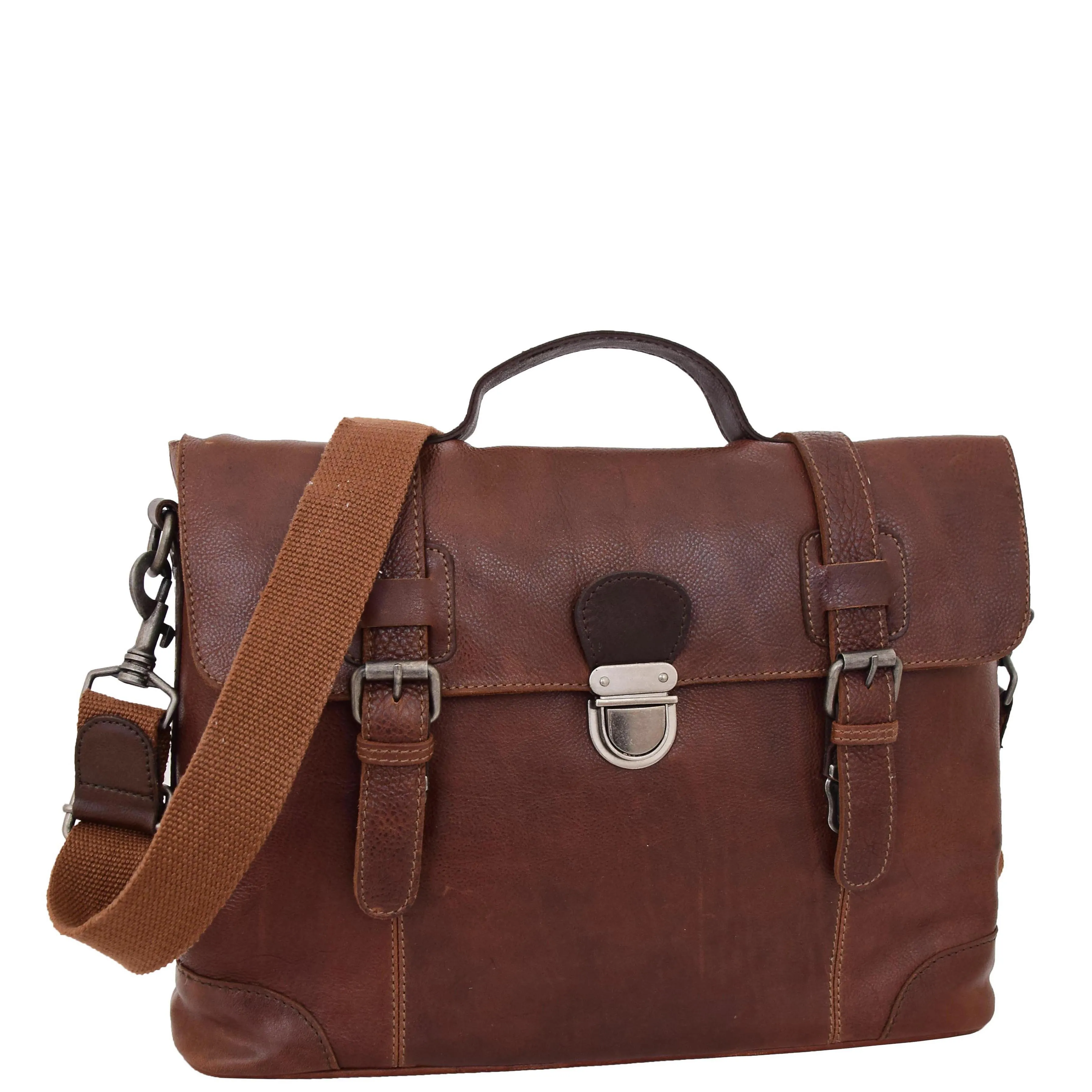 DR312 Men's Leather Bag Vintage Style Briefcase Brown