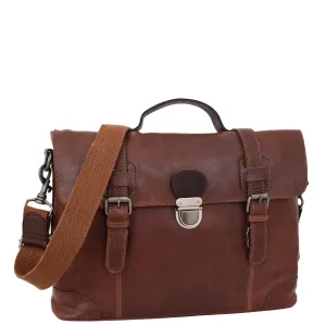 DR312 Men's Leather Bag Vintage Style Briefcase Brown