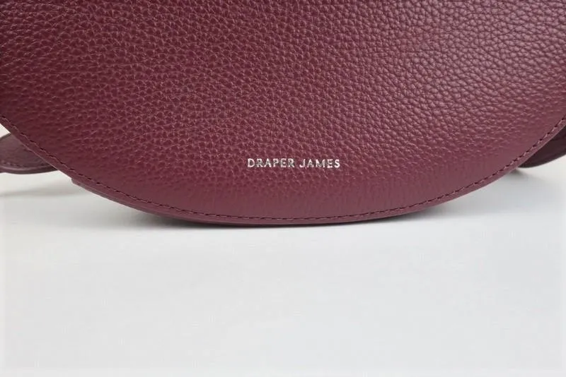 Draper James Round Saddle Bag Burgundy Leather Small Top Handle Crossbody NEW