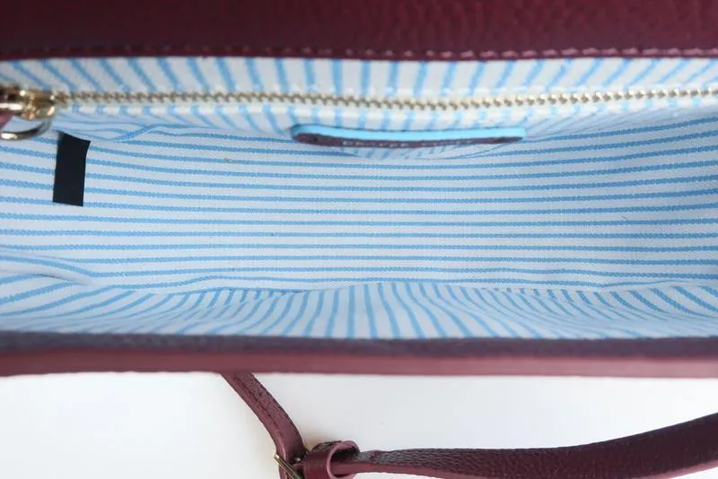 Draper James Round Saddle Bag Burgundy Leather Small Top Handle Crossbody NEW