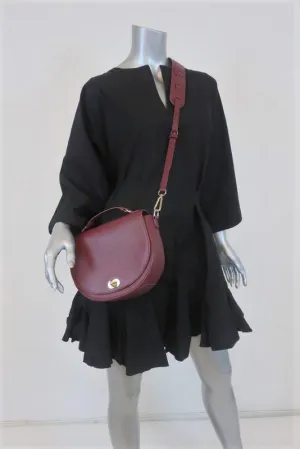 Draper James Round Saddle Bag Burgundy Leather Small Top Handle Crossbody NEW