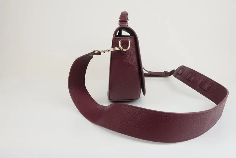 Draper James Round Saddle Bag Burgundy Leather Small Top Handle Crossbody NEW