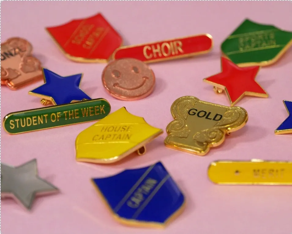 #E96 Gold Bar Enamel Badges - pack of 5