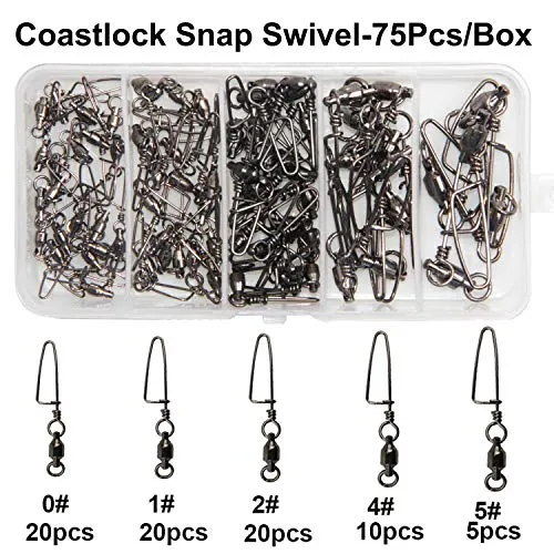 Easy Catch 10, 30 Pack High-Strength Fishing Ball Bearing Swivel with Coastlock Snap, Strong Welded Ring for Saltwater Fishing-18Lb to 350Lb (100% Copper Stainless Steel) (Size 5 5 (120lb) 30Pack)