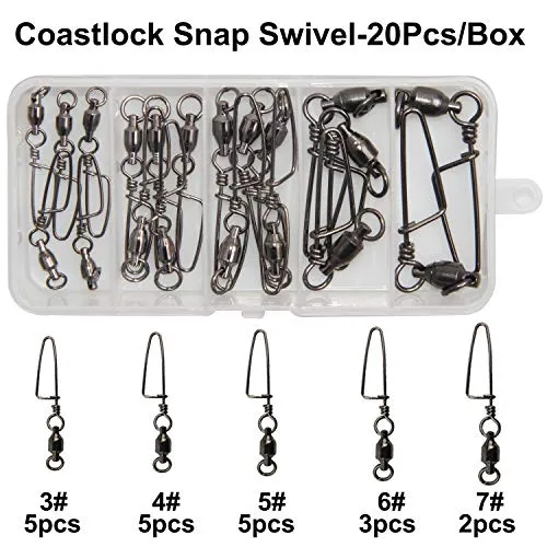 Easy Catch 10, 30 Pack High-Strength Fishing Ball Bearing Swivel with Coastlock Snap, Strong Welded Ring for Saltwater Fishing-18Lb to 350Lb (100% Copper Stainless Steel) (Size 5 5 (120lb) 30Pack)
