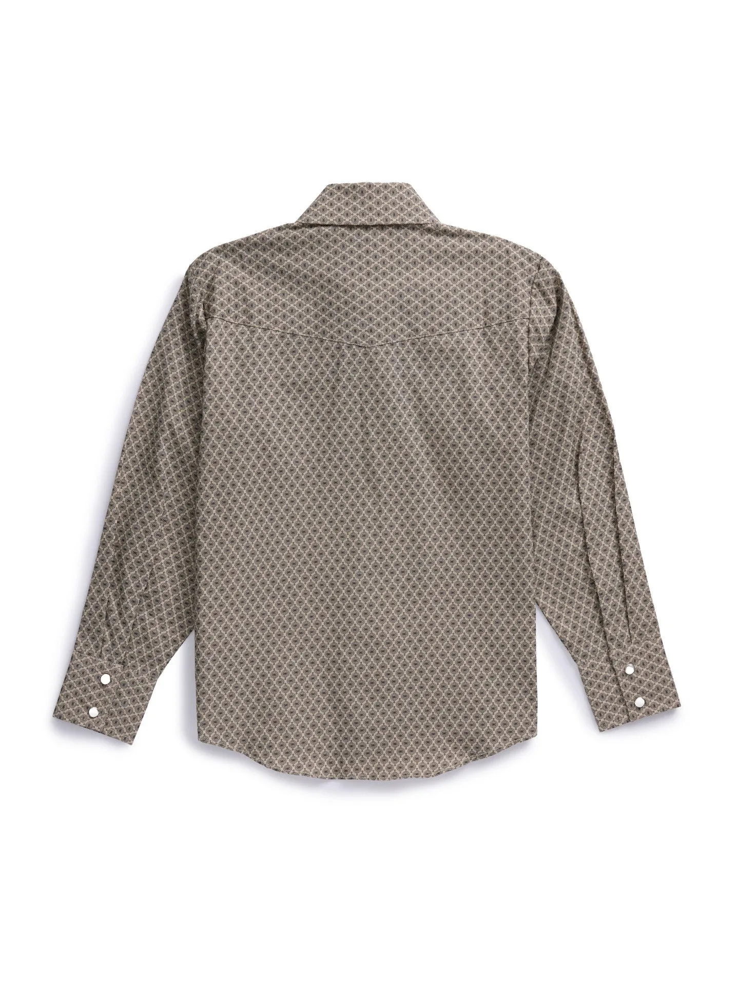 Ely & Walker Men's Western Khaki Medallion Long Sleeve Pearl Snap Shirt