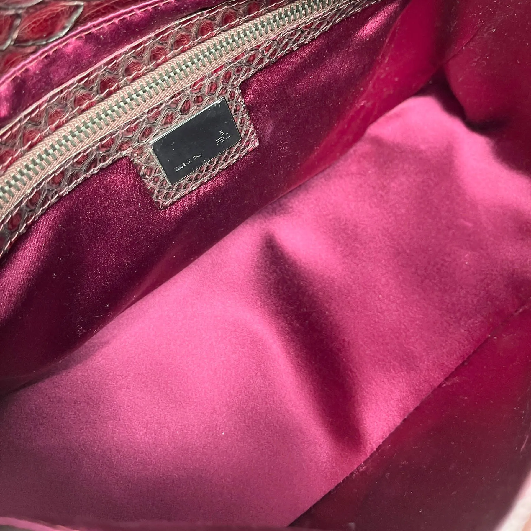 Fendi Burgundy Snakeskin Baguette