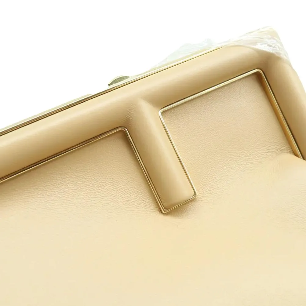FENDI First Nappa Leather Shoulder Bag Beige