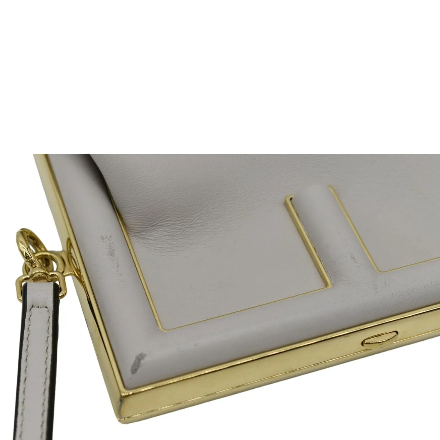 FENDI First Small Nappa Leather Shoulder Bag Light Gray