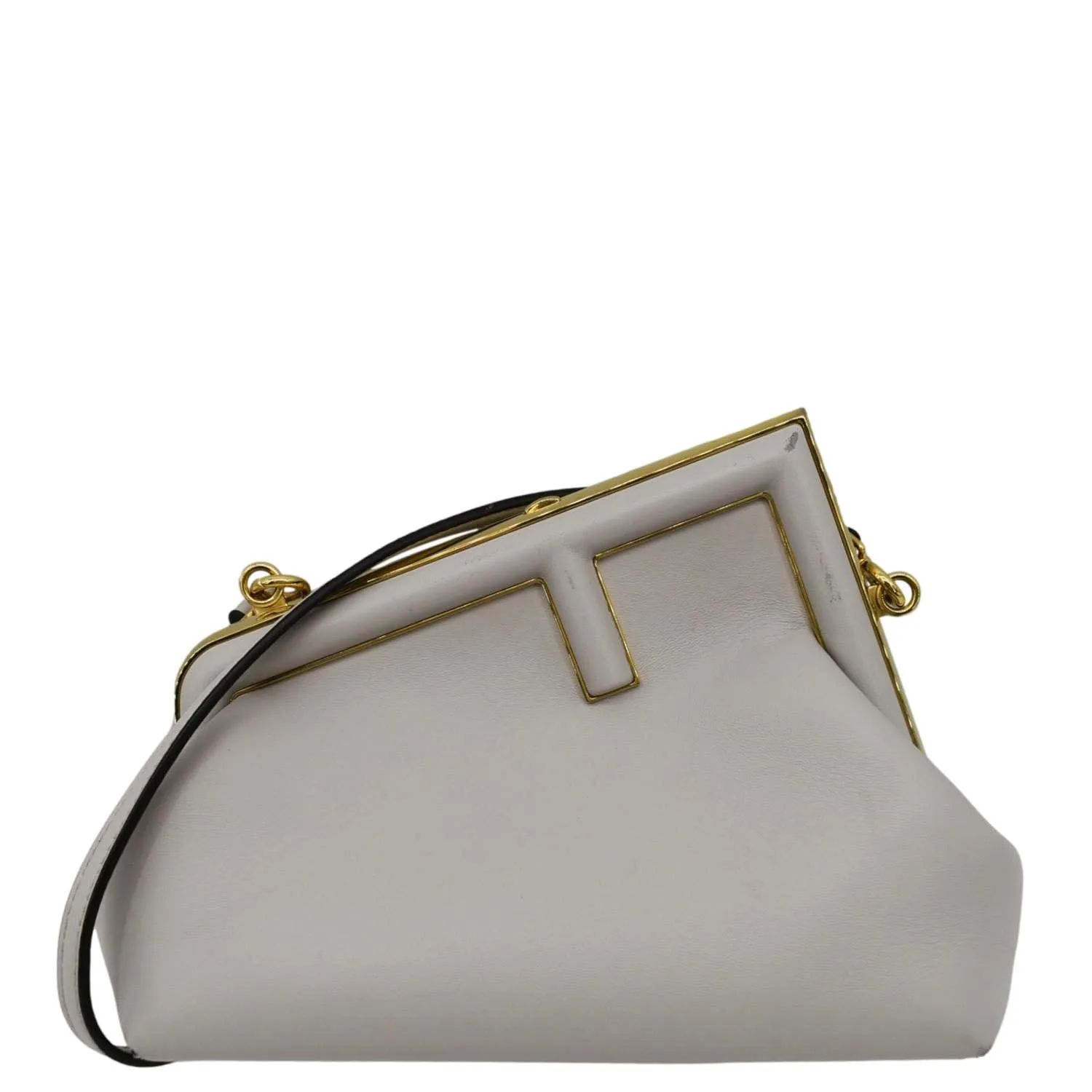 FENDI First Small Nappa Leather Shoulder Bag Light Gray