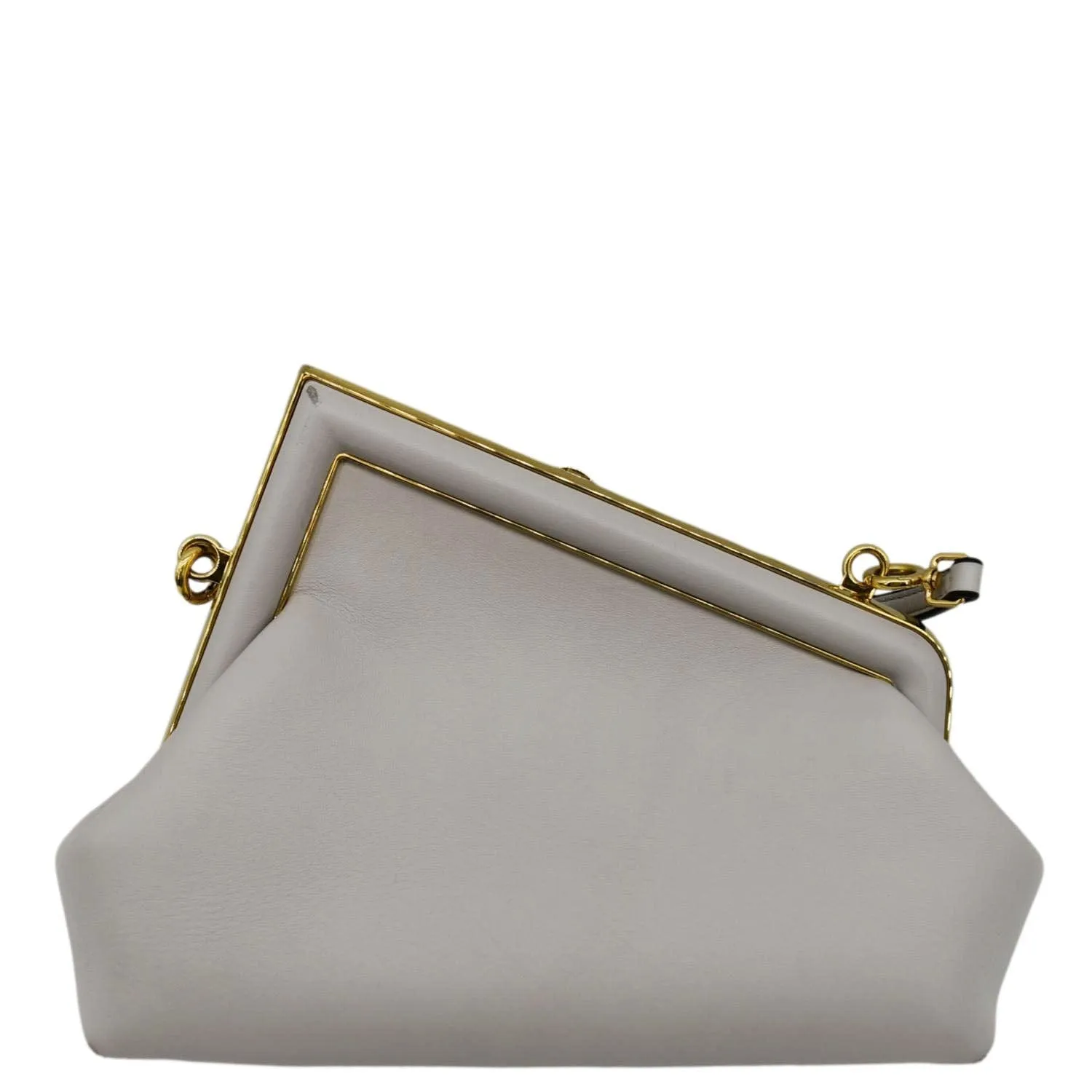 FENDI First Small Nappa Leather Shoulder Bag Light Gray