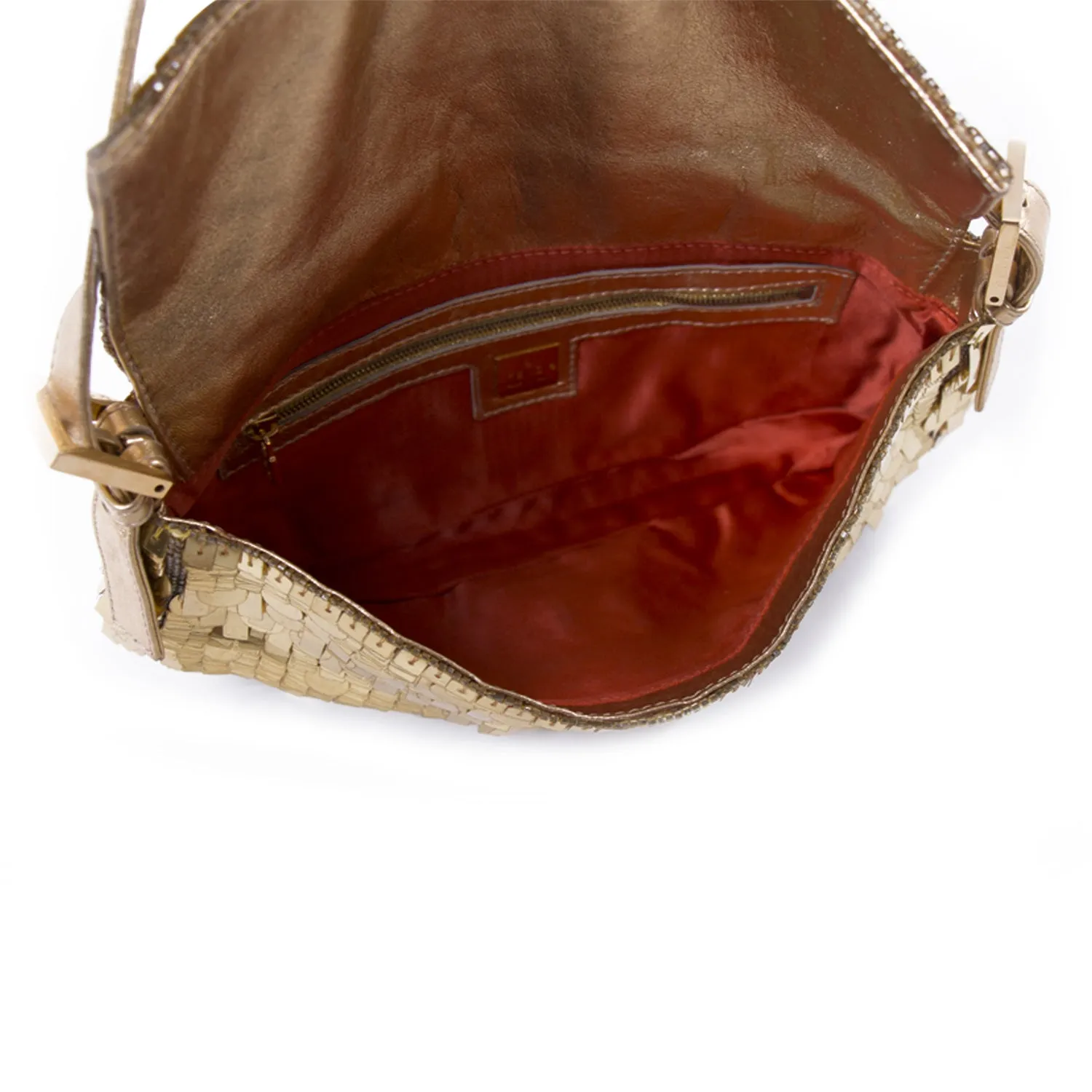 Fendi Gold Sequin Baguette