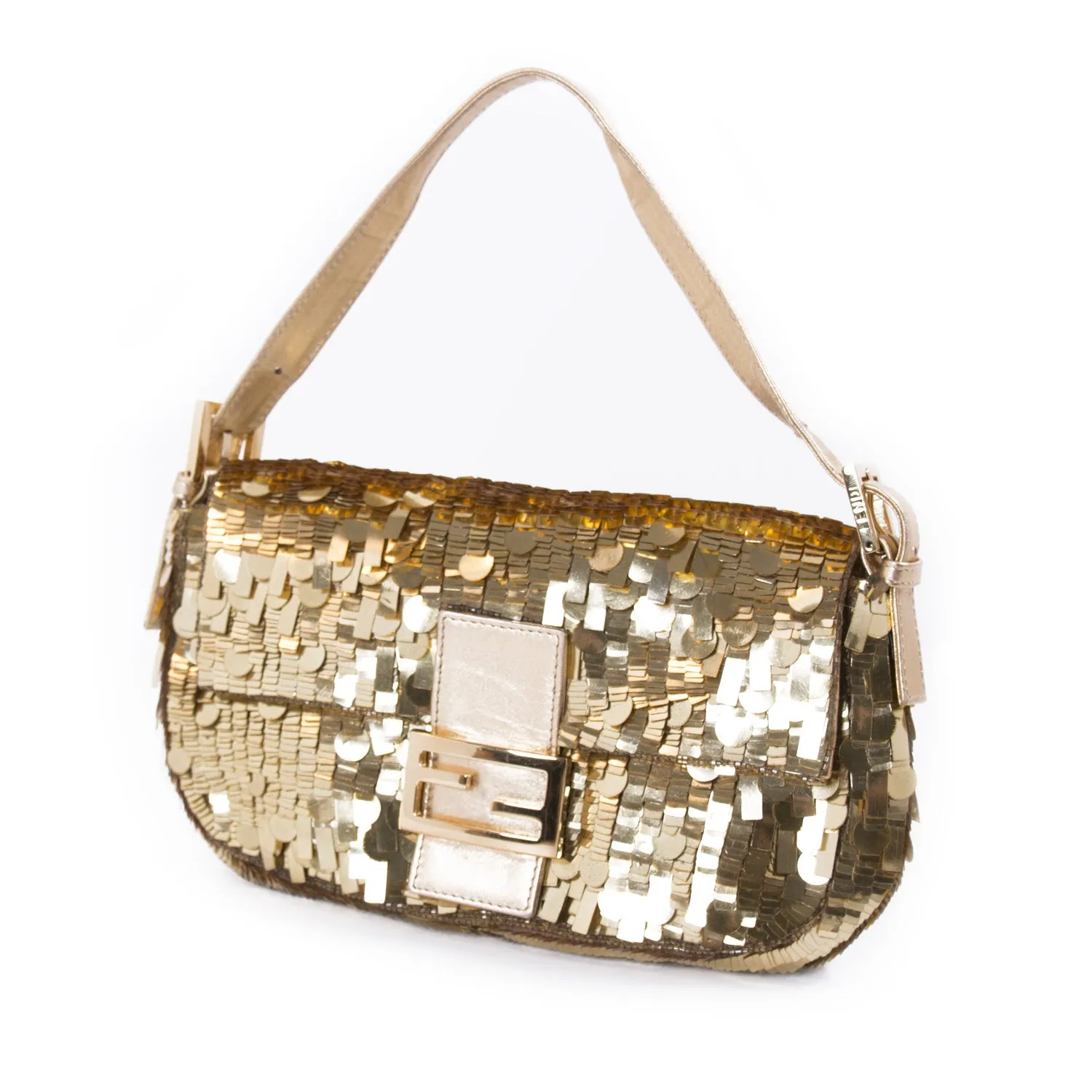Fendi Gold Sequin Baguette