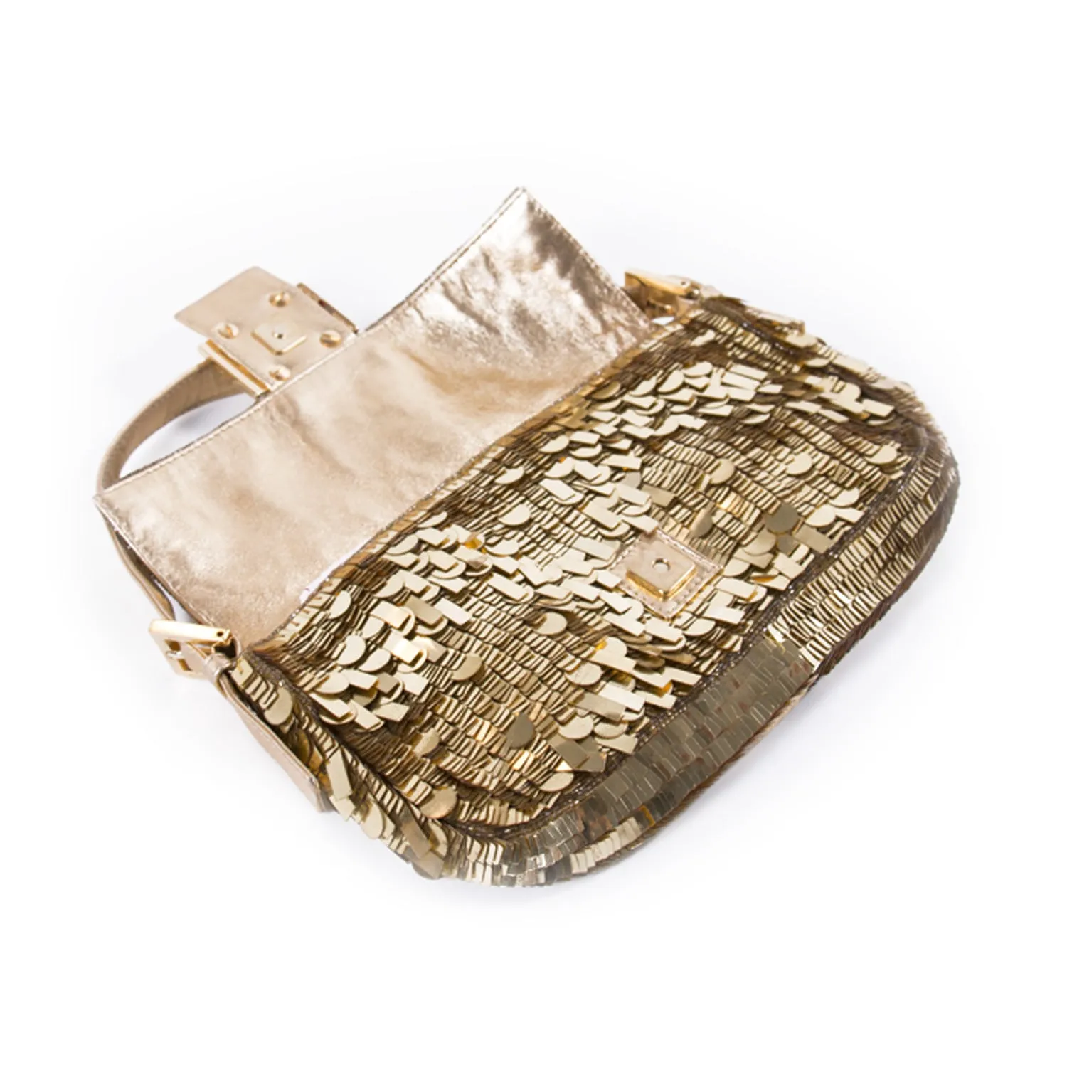 Fendi Gold Sequin Baguette