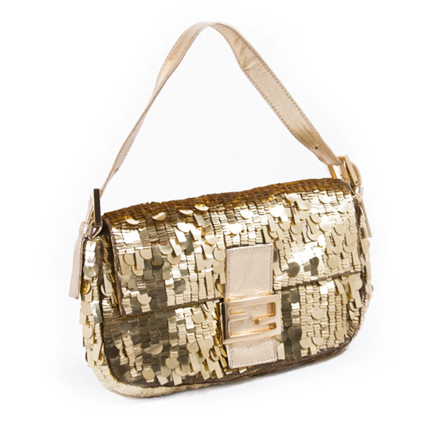 Fendi Gold Sequin Baguette
