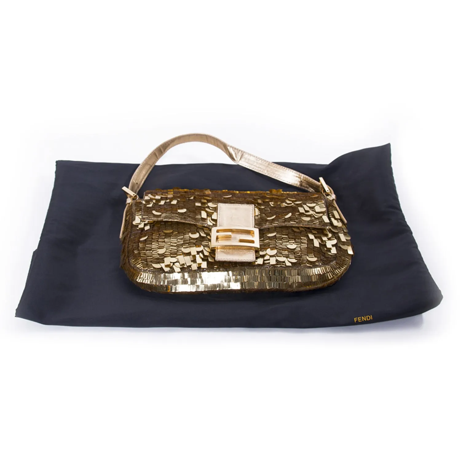 Fendi Gold Sequin Baguette