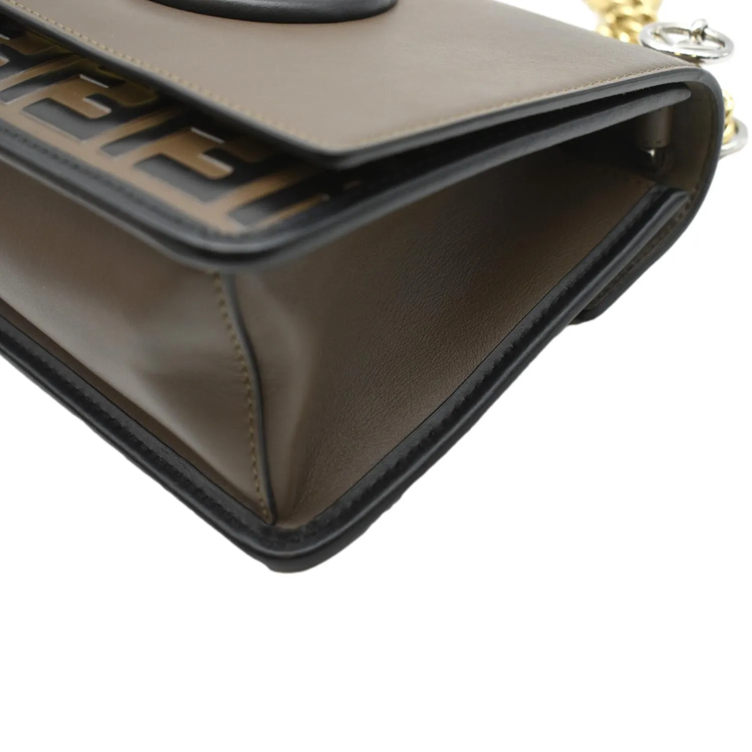 FENDI Kan I F Zucca Leather Shoulder Bag Brown