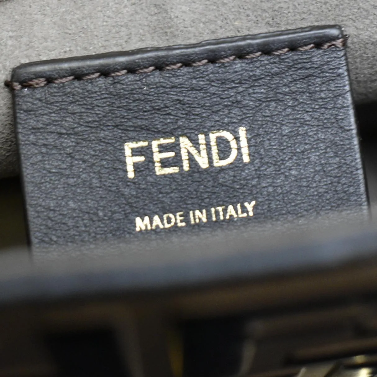 FENDI Kan I F Zucca Leather Shoulder Bag Brown