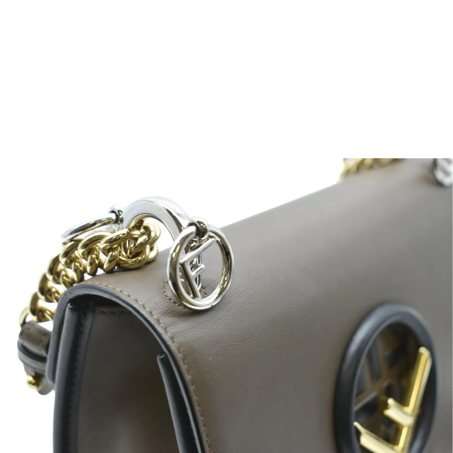 FENDI Kan I F Zucca Leather Shoulder Bag Brown