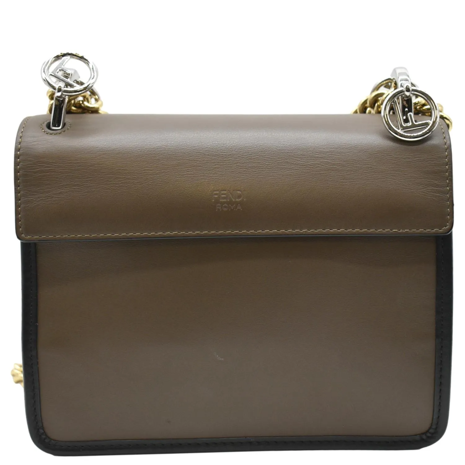 FENDI Kan I F Zucca Leather Shoulder Bag Brown