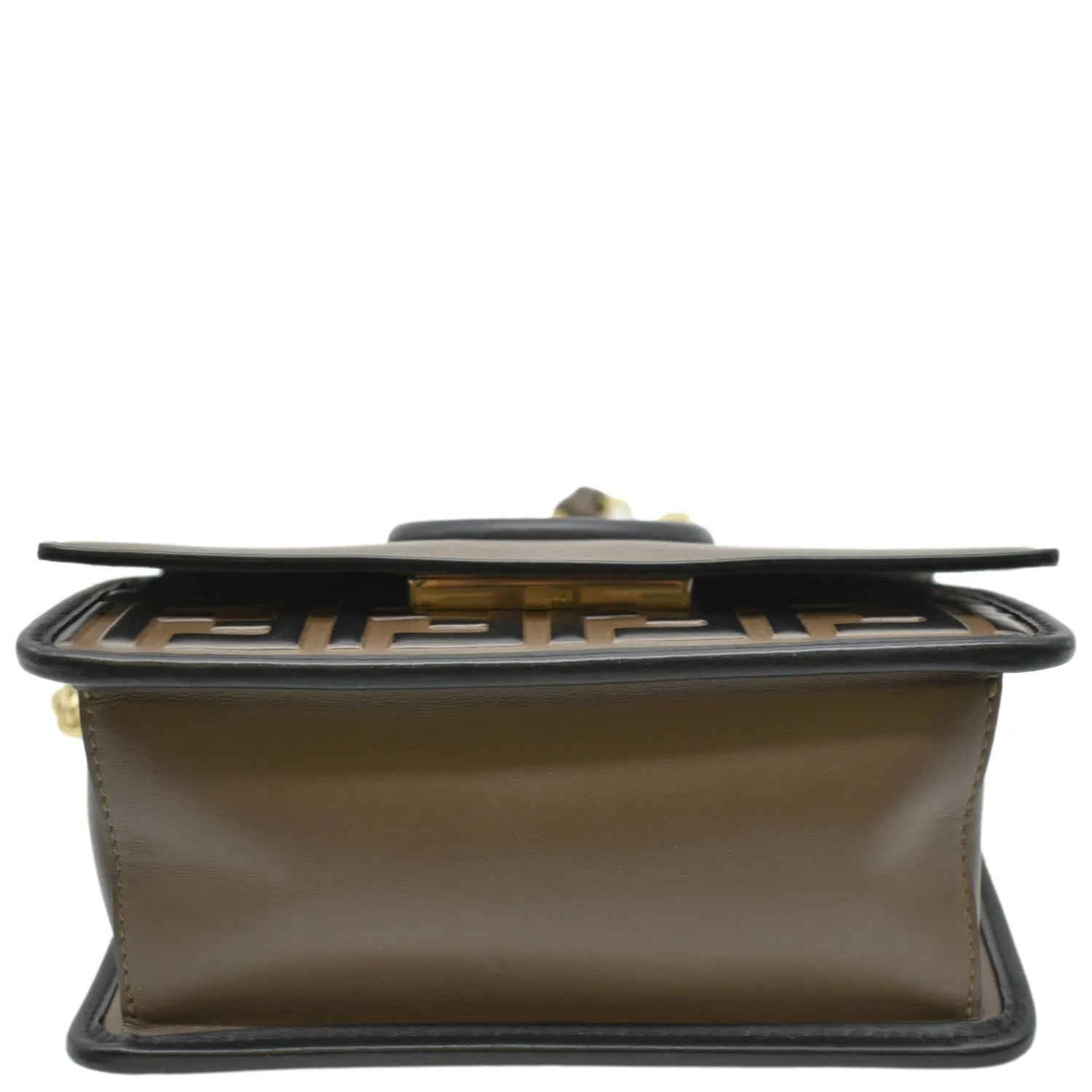 FENDI Kan I F Zucca Leather Shoulder Bag Brown