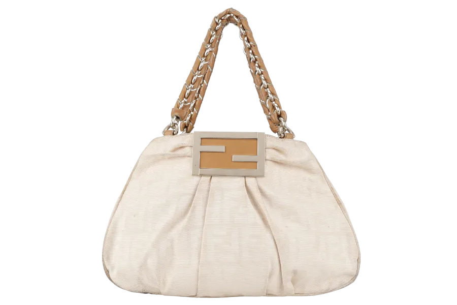 FENDI ZUCCA TOTE BAG BEIGE CANVAS GOLD HARDWARE NO DUST COVER