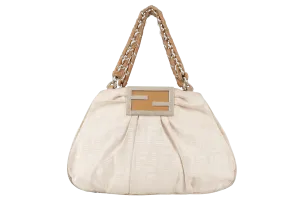FENDI ZUCCA TOTE BAG BEIGE CANVAS GOLD HARDWARE NO DUST COVER