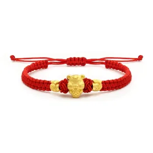 Fortune Tiger Chinese Zodiac Red String Bracelet (24K)