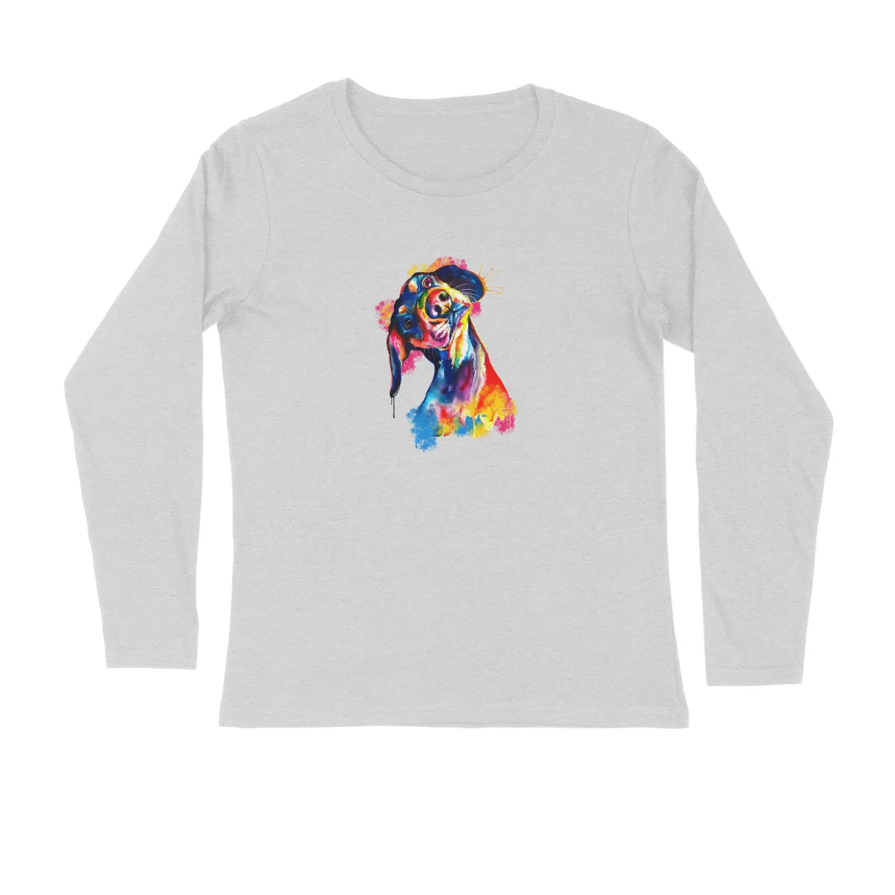 Full Sleeves Round Neck (Men) - Tilted Head Rainbow Dog (7 Colours)