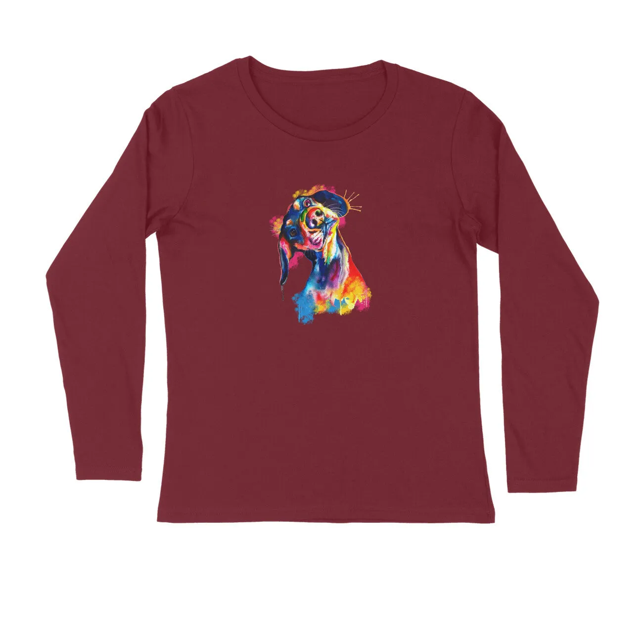 Full Sleeves Round Neck (Men) - Tilted Head Rainbow Dog (7 Colours)