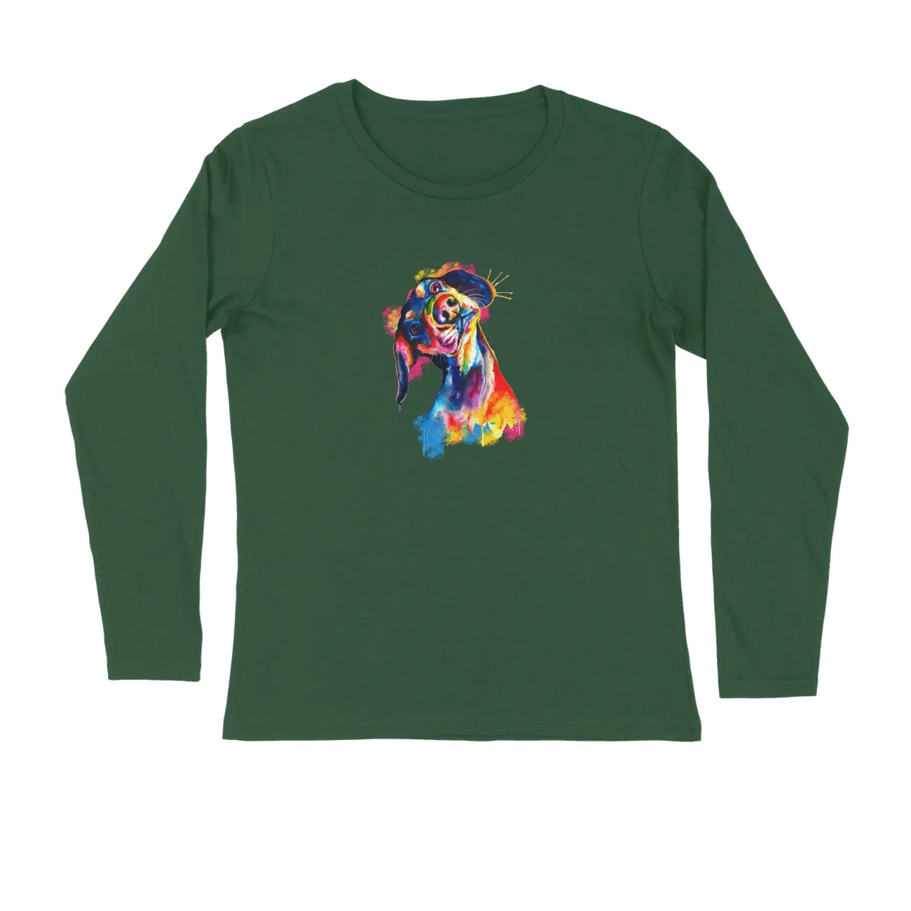 Full Sleeves Round Neck (Men) - Tilted Head Rainbow Dog (7 Colours)