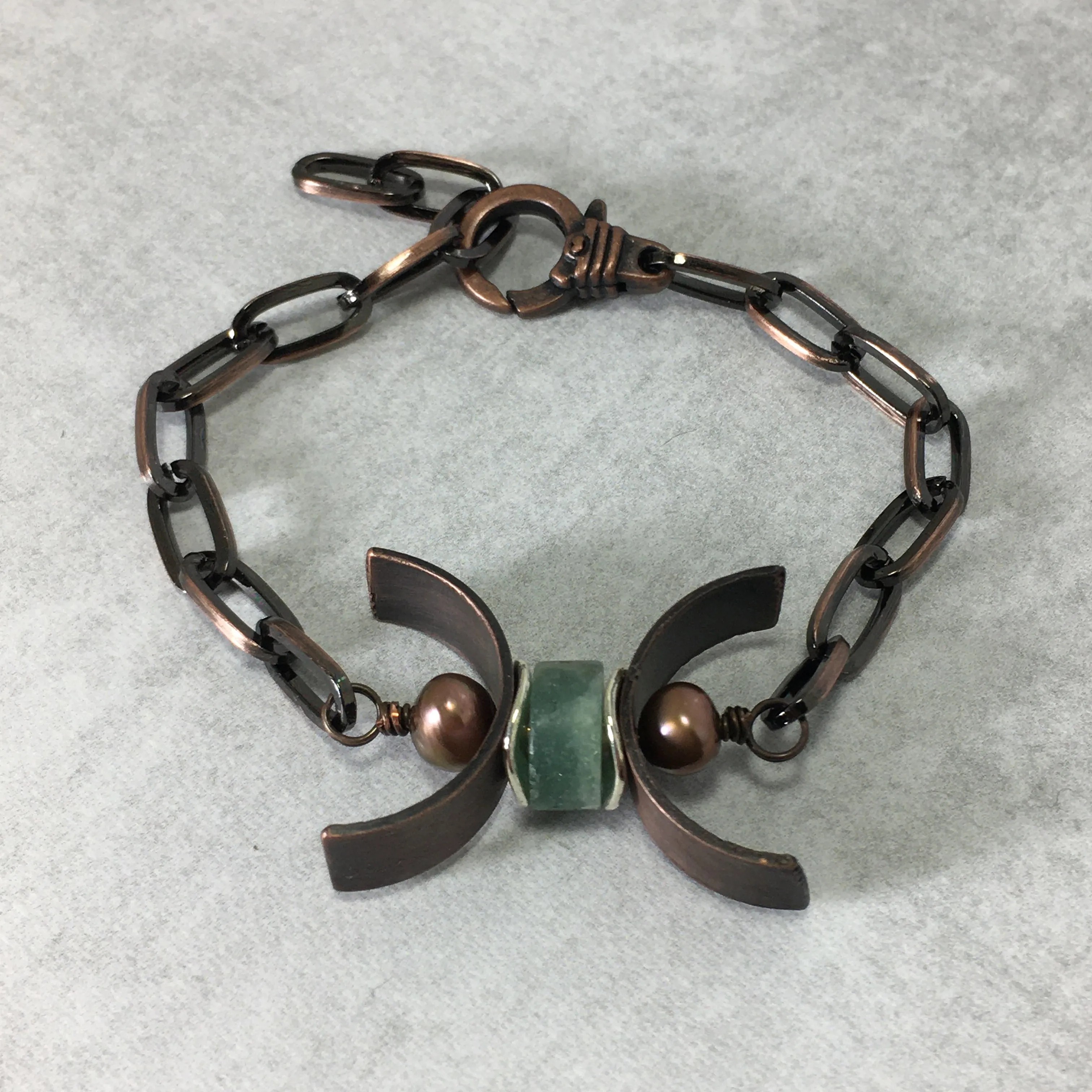 Gemstone Copper Triple Moon Bracelet