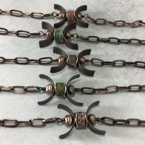 Gemstone Copper Triple Moon Bracelet