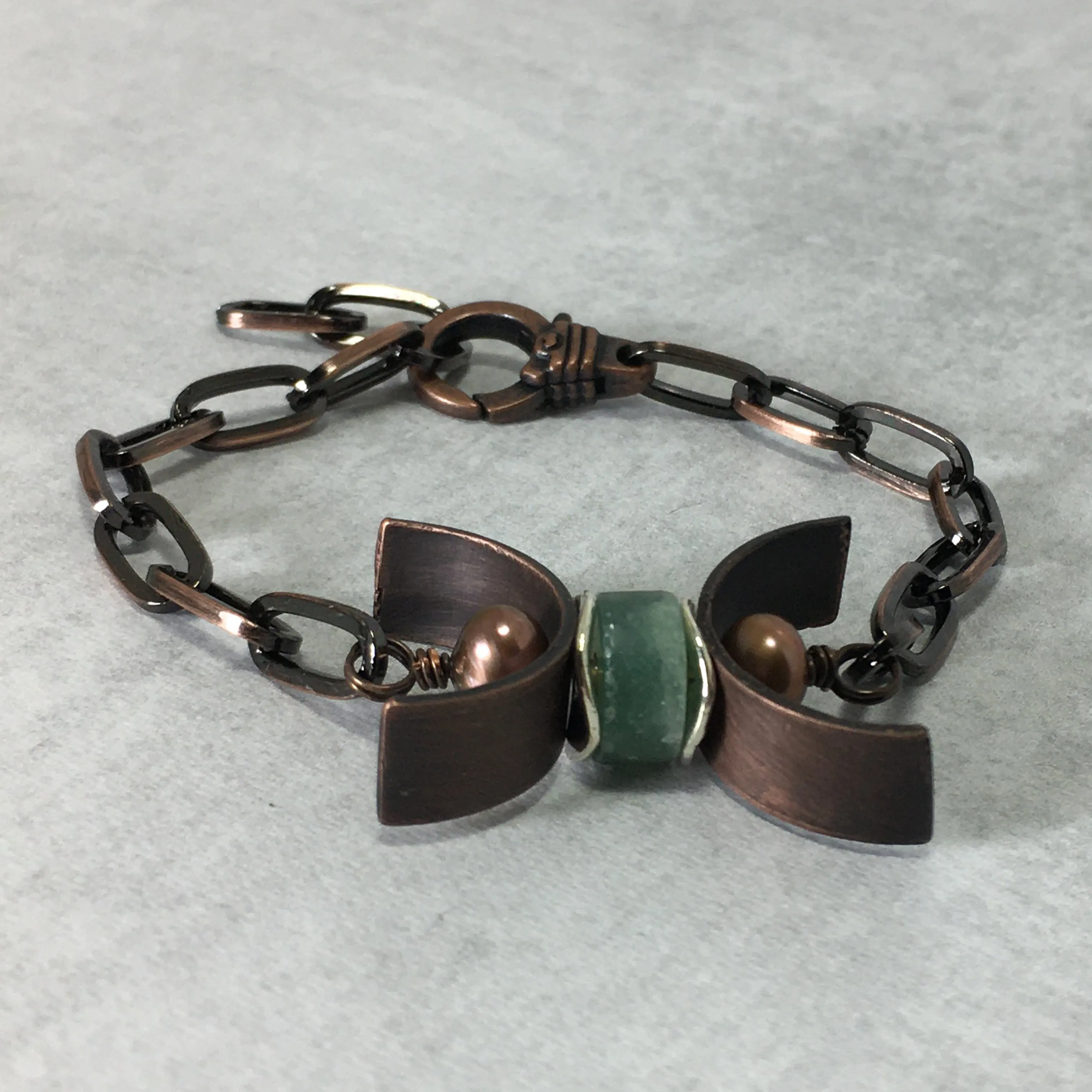 Gemstone Copper Triple Moon Bracelet