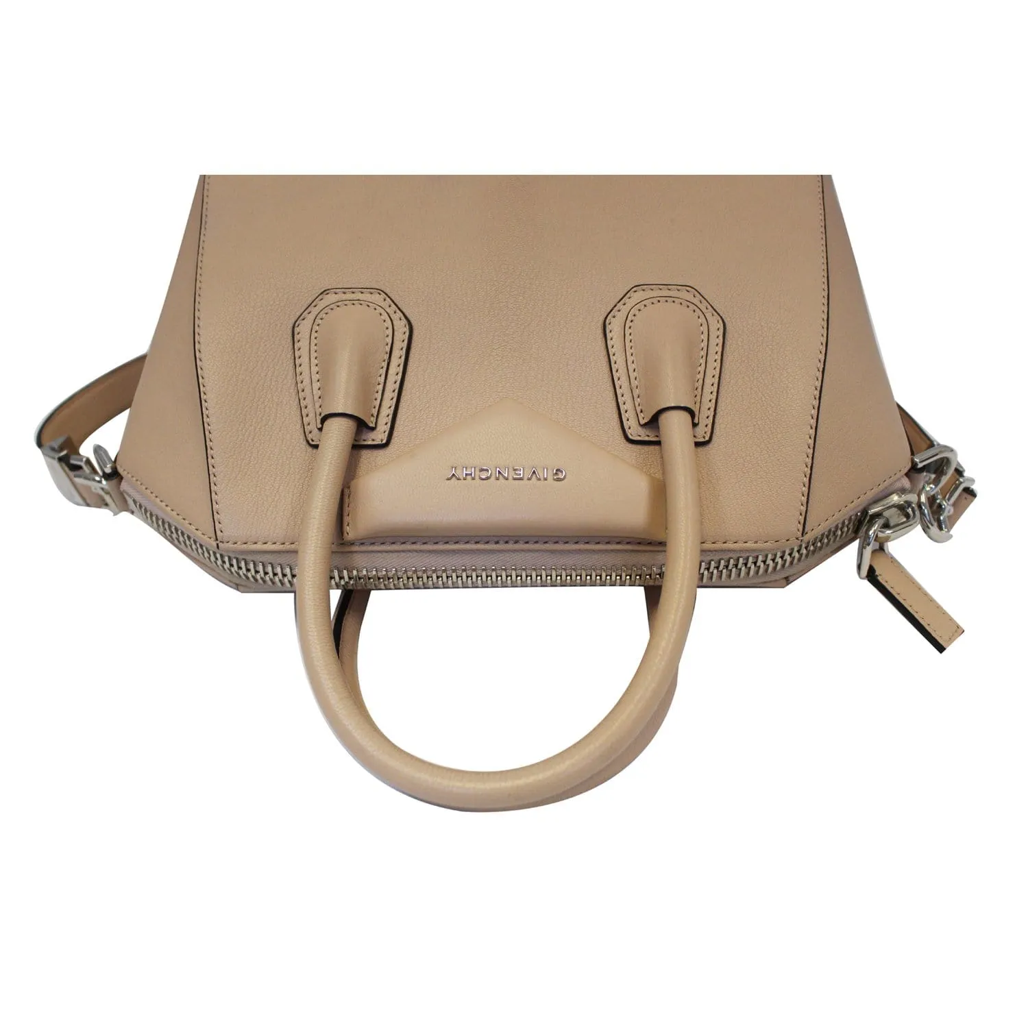 GIVENCHY Antigona Small Goatskin Leather Shoulder Bag Beige