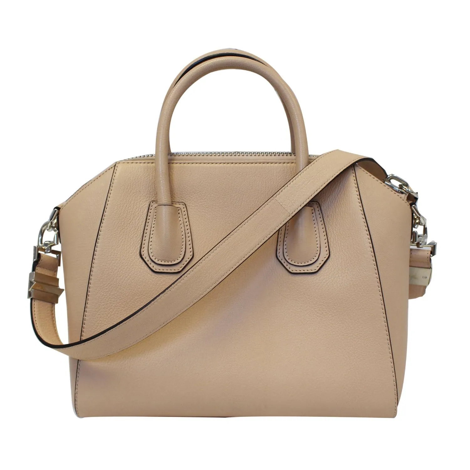 GIVENCHY Antigona Small Goatskin Leather Shoulder Bag Beige
