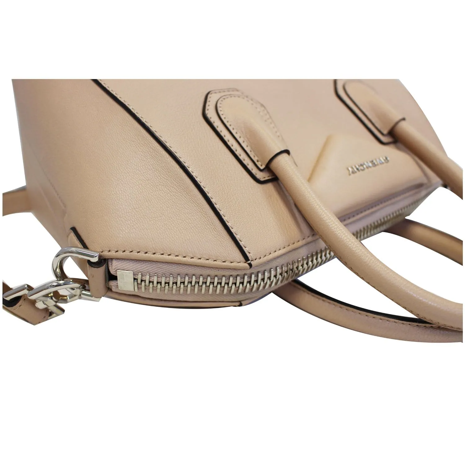 GIVENCHY Antigona Small Goatskin Leather Shoulder Bag Beige