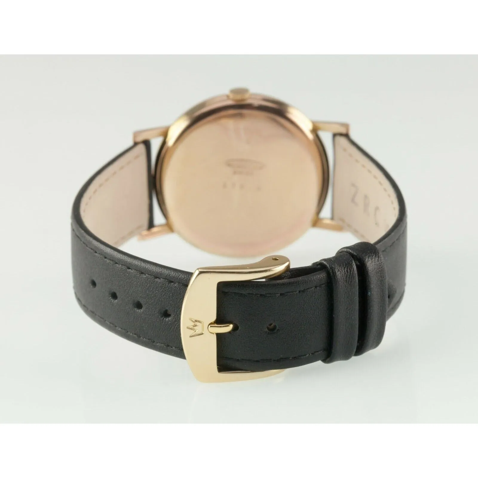 Gold Plated Men's Vintage Aureole Watch 17 Rubis with Leather Strap