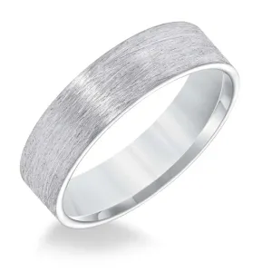 Goldman Men's 7MM Wedding Band Flat Wire Brushed 14K White Gold