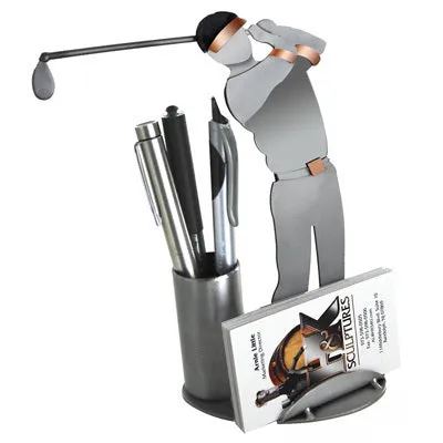 Golfer Driving Business Card Holder